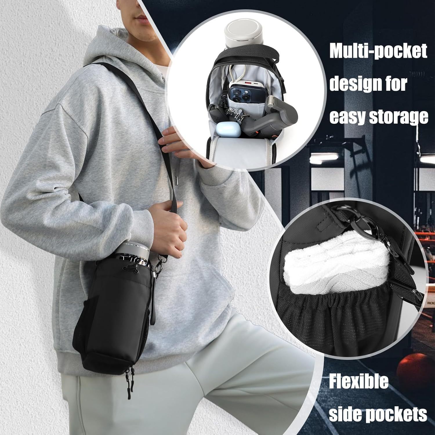 Gimnasio mochila de absorción de taza de gran capacidad cubierta bolsa de almacenamiento multifuncional interior taza deportiva accesorios bolsa de ejercicios