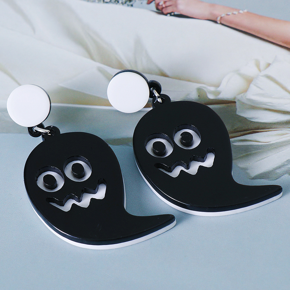 Halloween Funny Pumpkin Skull Ghost Acrylic Personality Resin Earrings display picture 2