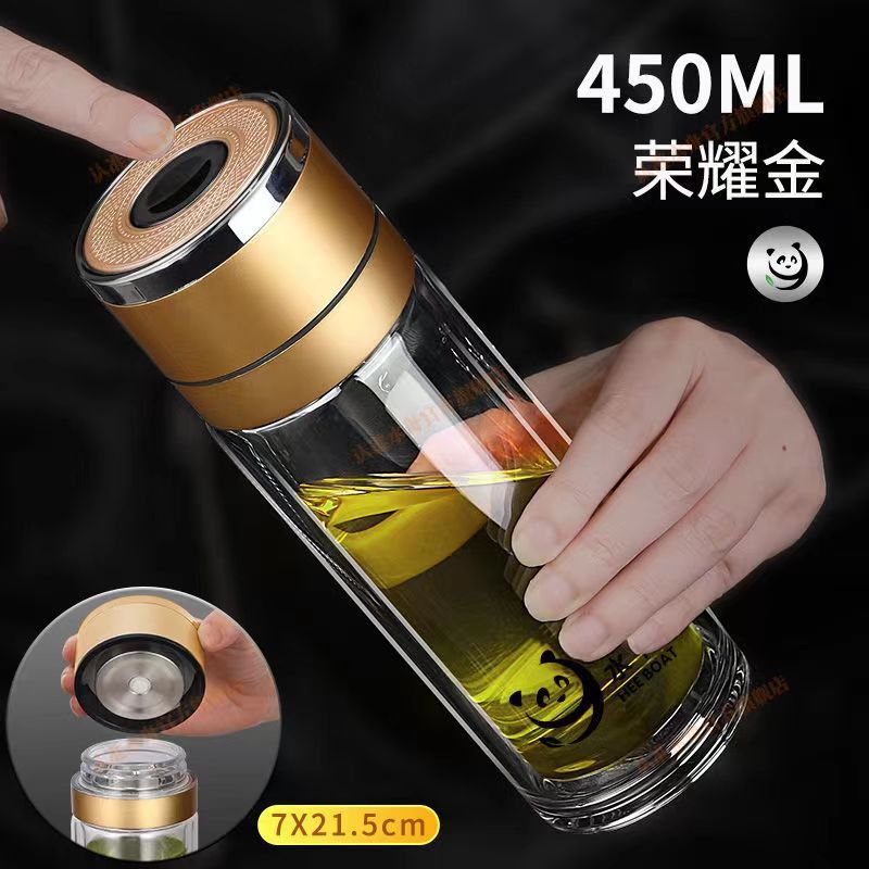 Taza de vidrio para automóviles 2023 nueva taza de agua de doble capa de alto grado con cubierta a prueba de caídas a prueba de explosiones