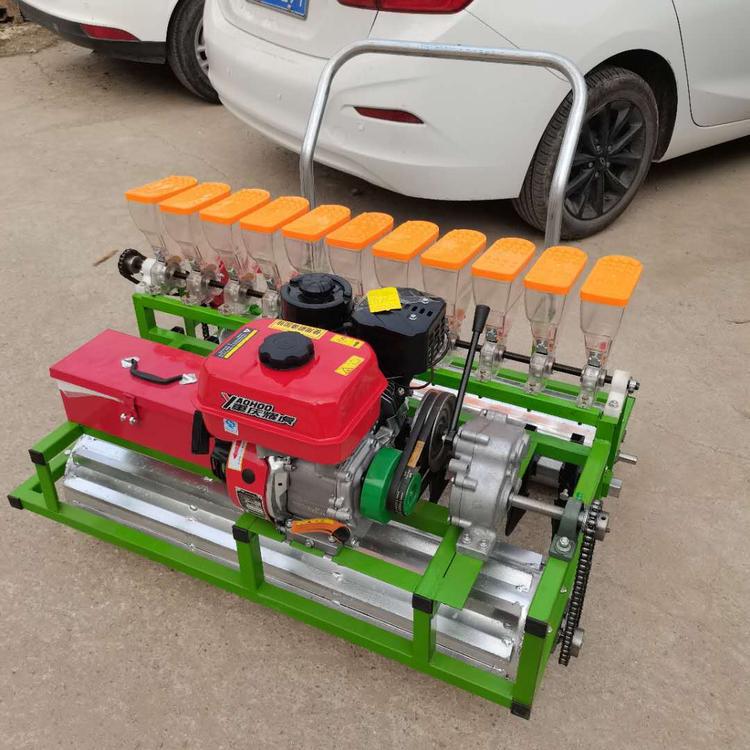 Siembra de vegetales autopropulsada de gasolina, plantación de plántulas de materiales medicinales, siembra precisa de apio y cilantro