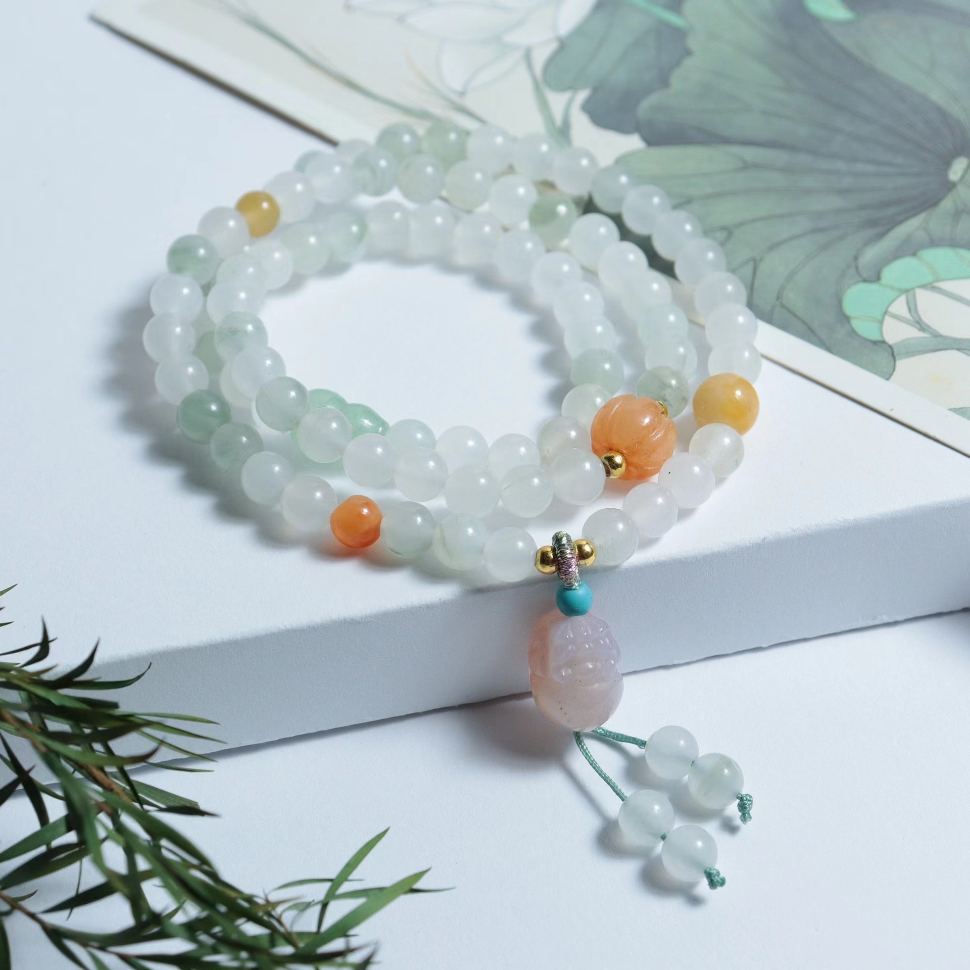 Tianshan pulsera de jade azul para mujeres Xinjiang oro jade blanco jade cuentas DIY multi anillo flotante calabaza pulsera al por mayor