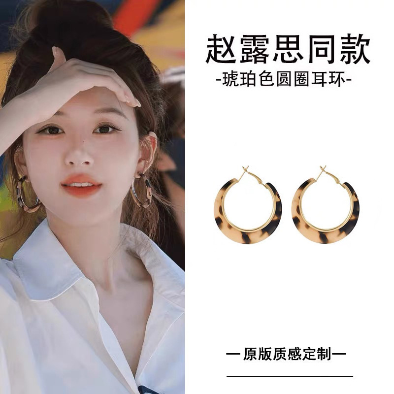 Let Me Dazzle Zhao Lusi's Same Style Leopard Print Hoop Earrings for Women 2025 New Elegant Earrings Hong Kong Style Retro Earrings Let Me Dazzle Zhao Lusi's Same Style Leopard Print Hoop Earrings for Women 2025 New Elegant Earrings Hong Kong Style Retro Earrings