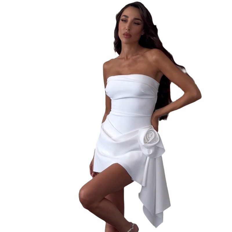 Comercio exterior ropa de mujer europea y americana 2024 nueva moda sexy vestido delgado color sólido flor sin mangas tubo falda para niños image 6