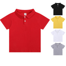 2026新品儿童夏季弹棉纯色短袖t恤男女中小童纯色班服Polo衫T恤衫