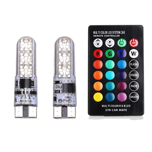 Avtomobil LED En Göstəricisi Silikon T10 RGB 5050 6SMD Yüksək Parlaqlıqlı Rəngli Pultlu Kiçik İşıq Nömrə İşığı
