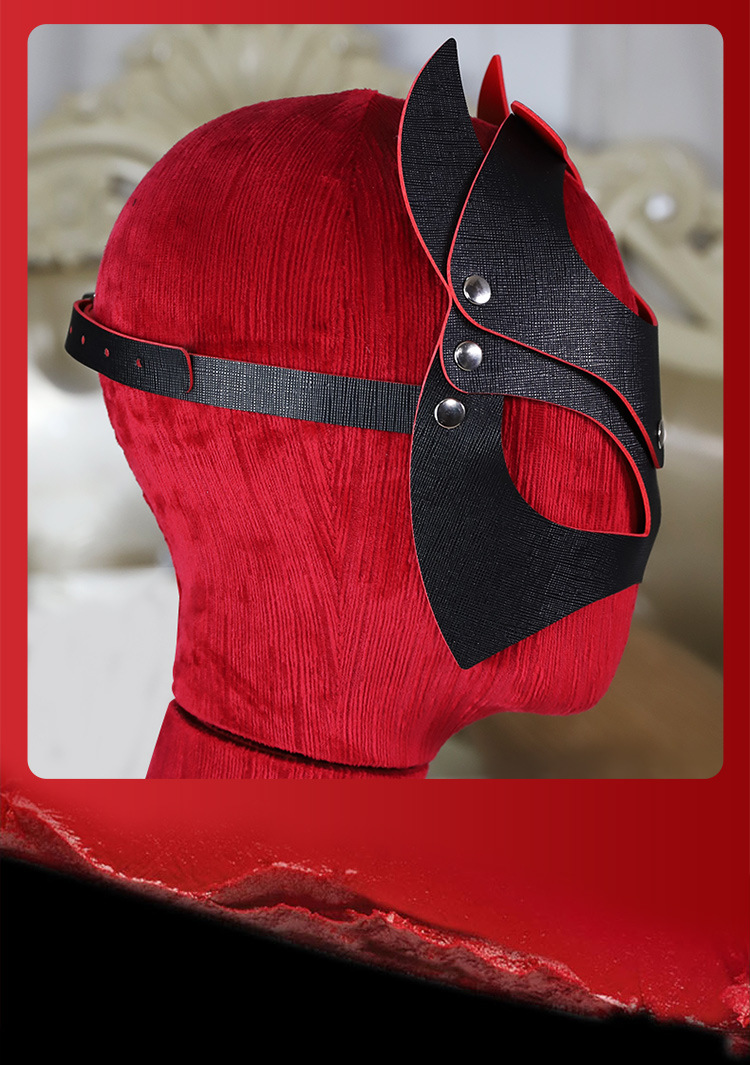 SM Masked Eye Mask Role-Play Blindfold for Couples, Black Leather and Metal — detail image 25