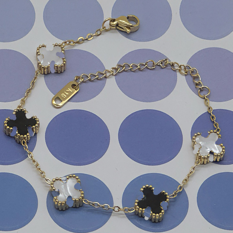 13mm Amazon Cross-Border Popular 18K Double-Sided Mother-Of-Pearl Clover Bracelet 18K Fashion Accessible Luxury High Version for Women
