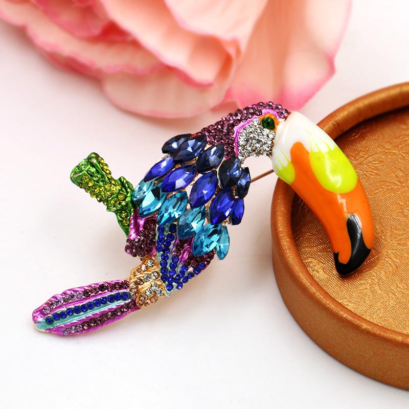 Cock Pattern Cute Pin Cock Alloy Inlay Rhinestones Women'S Brooches