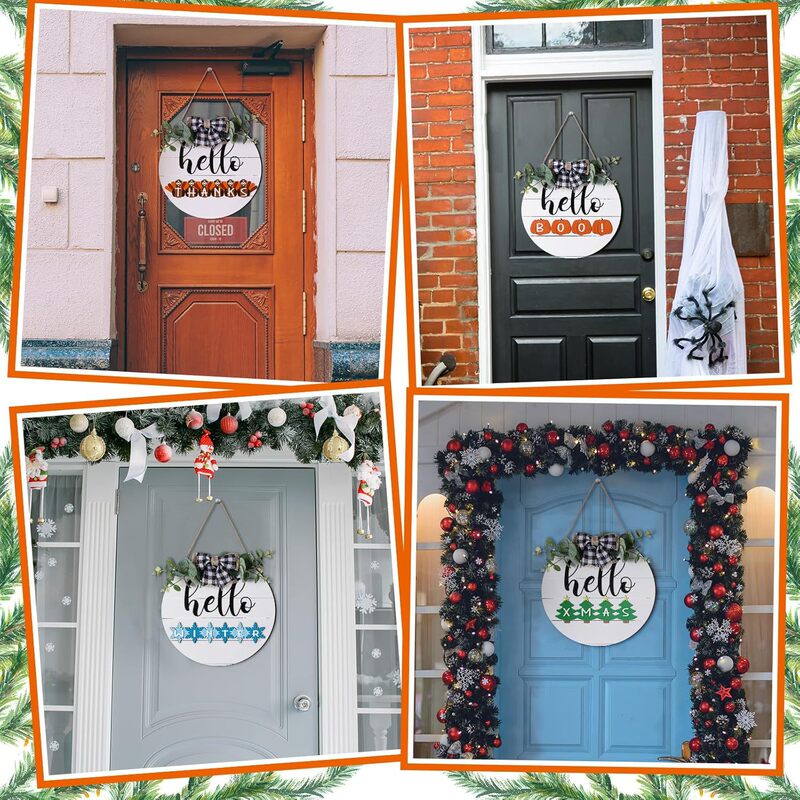 Easter Welcome Sign Seasonal Front Door Sign Wooden Hanging Plaque Replacement Icon Customization