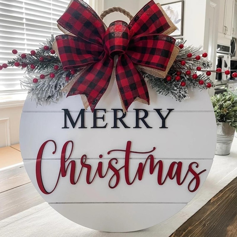 国境を越えた新製品クリスマス木質門掛け飾りクリスマス前門庭園門背景壁飾りストラップ|undefined