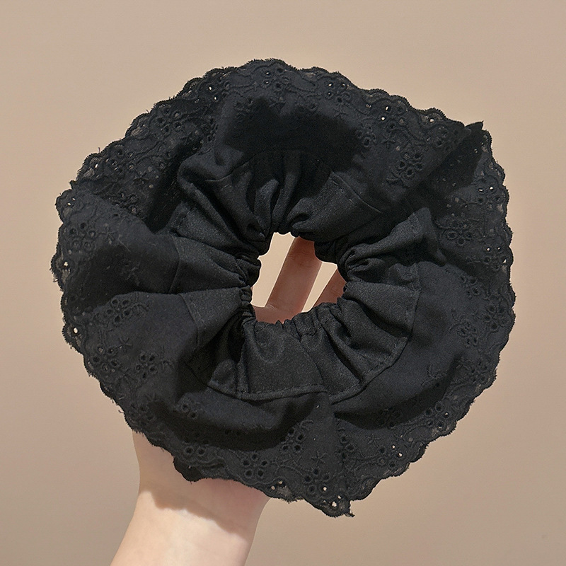 Corbata de pelo de intestino de lunares de crema grande coreana, gomas de goma de cola de caballo suaves para mujer, accesorios para el cabello de bola, accesorios para el cabello, cuerda para la cabeza