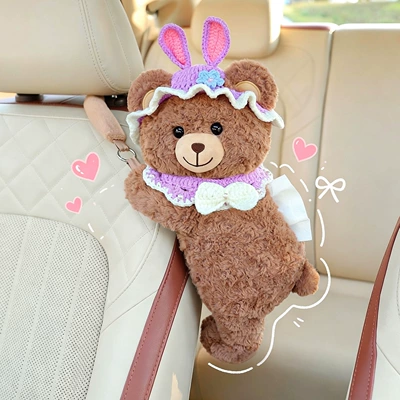 Car tissue box/set, cartoon tissue holder, hanging - purple-eared-brown-bearupgraded-spacesmooth-tissue-dispensing