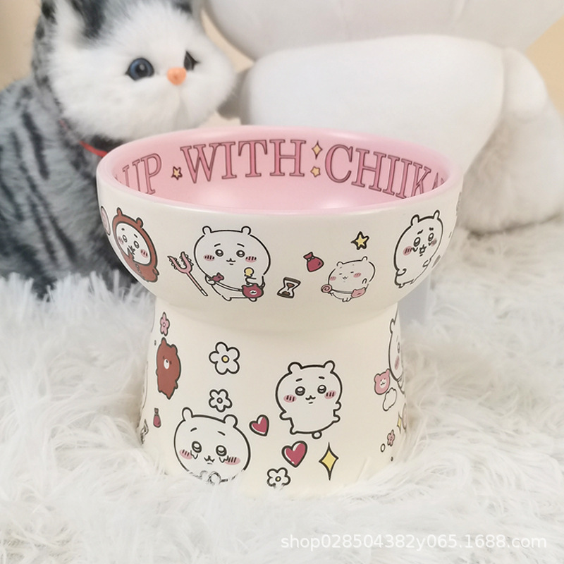 Jiyikawa 猫ボウル 黒あご防止猫 Usachi 缶詰フードボウル セラミックドッグフードボウル 猫 Xiaoba デザートボウル|undefined