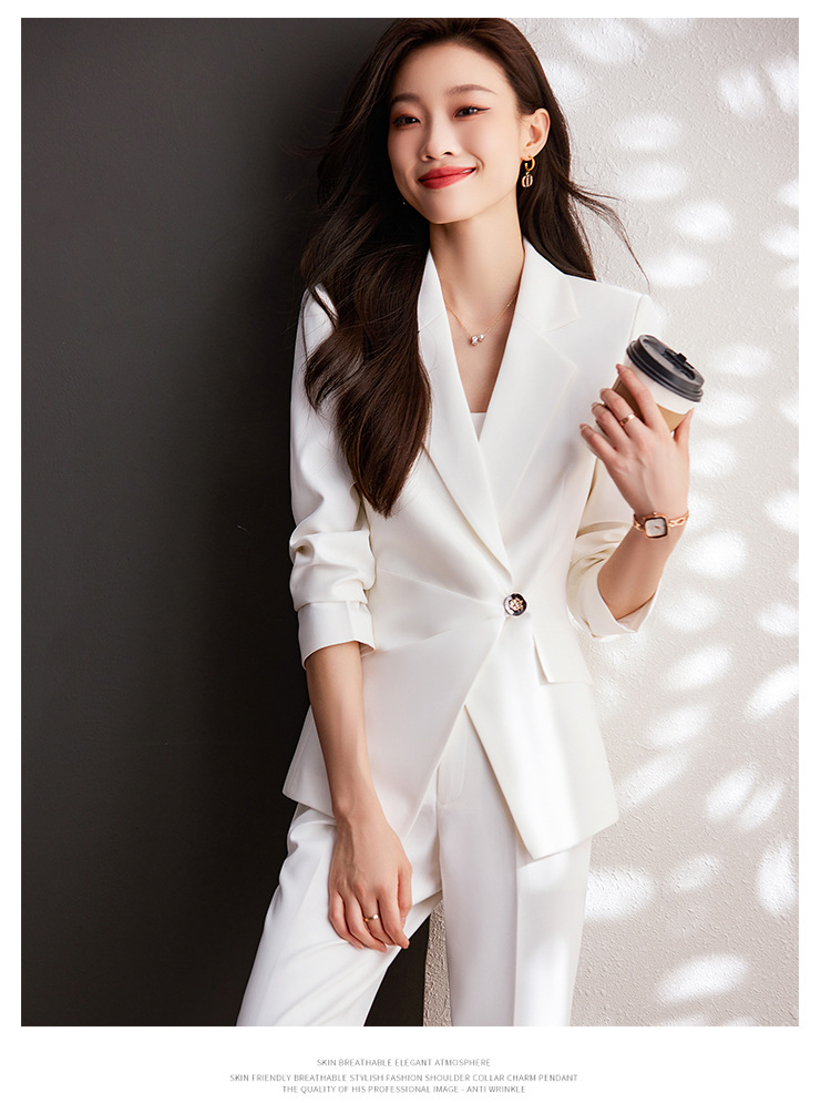 ​​Women's Blue Slim Fit Professional Suit Set - Elegant Blazer & Pants For Office & Formal Occasions​​_voghion.com