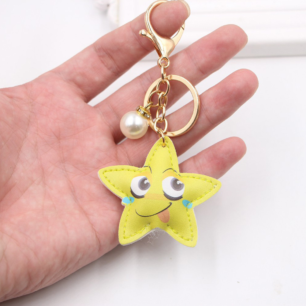 Cartoon Leather Bag Key Chain Pendant Five-pointed Star Bag Pendant Keychain display picture 2