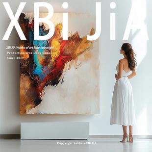 Bj.Paint "Fengcai" Hand-Painted Oil Painting Wabi-Sabi Style Living Room Handmade Decorative Painting Entrance High-End Texture Hanging Painting