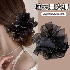 满天星欧根纱大肠发圈2025新款女高级感气质时尚扎丸子头皮筋发饰