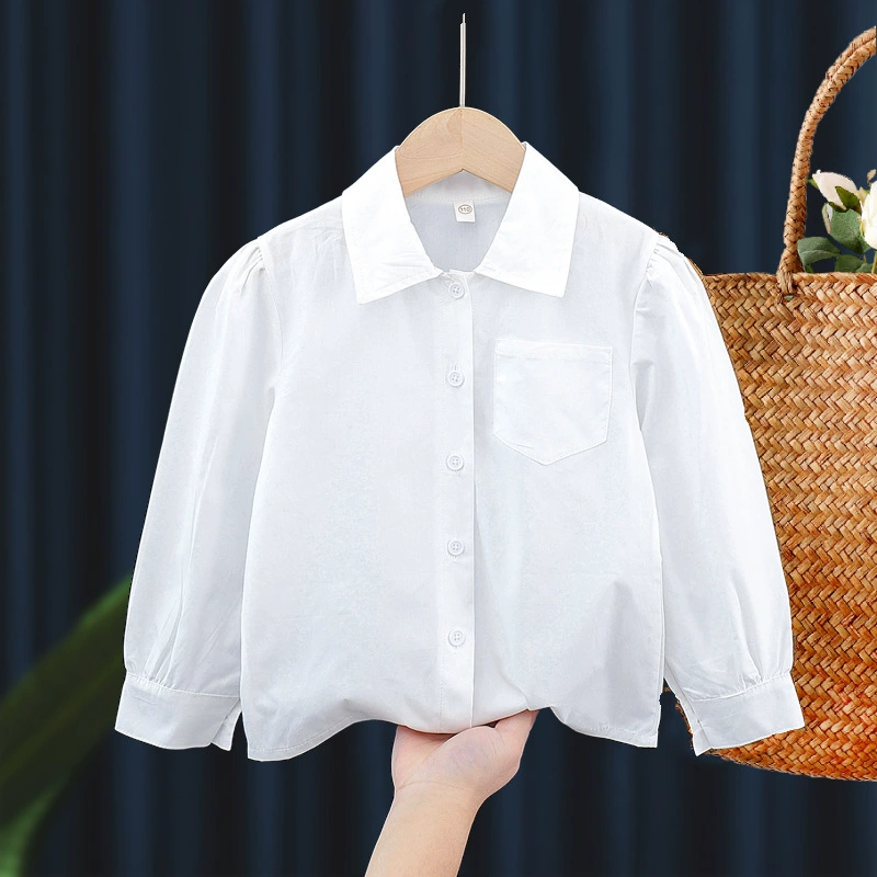 Детская кофта с длинным рукавом белого цвета, комфортная хлопковая и шифоновая ткань, размеры 100–170 см