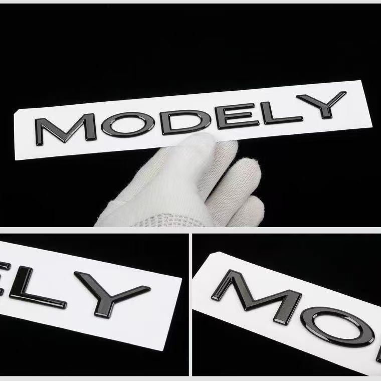 Suitable for Tesla Hood Black Car Logo Blackening and Renewal 3Y Model3 Y High-Performance Letter Tail Label Accessories