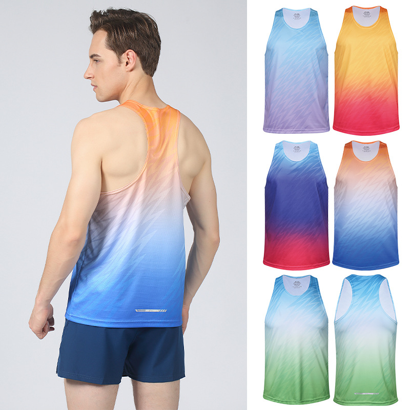 Outdoor Fitness Clothes Men's Running Quick-Drying Sports Vest Marathon Competition Sports Student Track and Field Training Clothes Colorful