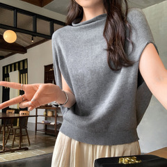 热销蝙蝠袖披肩羊毛针织衫女2025夏新款宽松慵懒风气质斗篷上衣
