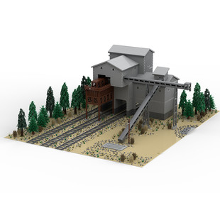 Building Blocks Cross-Border Moc-56325 Gravel Company Railroad Industry Modular B