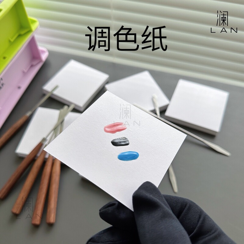 Nail color palette cardboard liquid foundation art mixing solid nail polish collagen solid wood handle glue stick stainless steel
