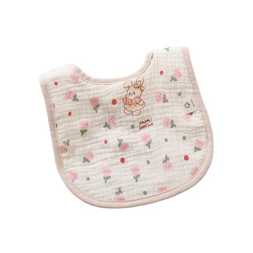 New 6-layer cotton gauze U-shaped bib for infants and toddlers, children's eating bib, baby spit-up cloth, Instagram-style