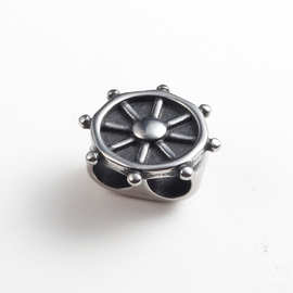 跨境男士皮革编织手链DIY不锈钢配件 复古钛钢铸造件个性韩版配饰