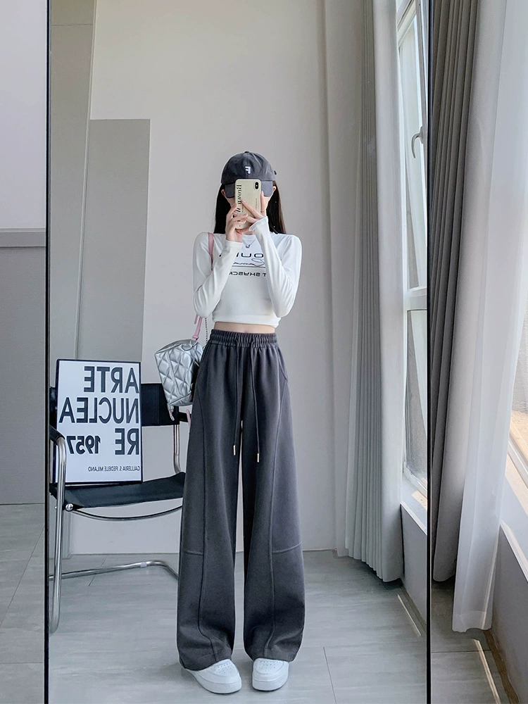 フリース中間シーズン用パンツ、ハイウエスト、ゆったりストレート、アメリカンスタイル、S〜XL