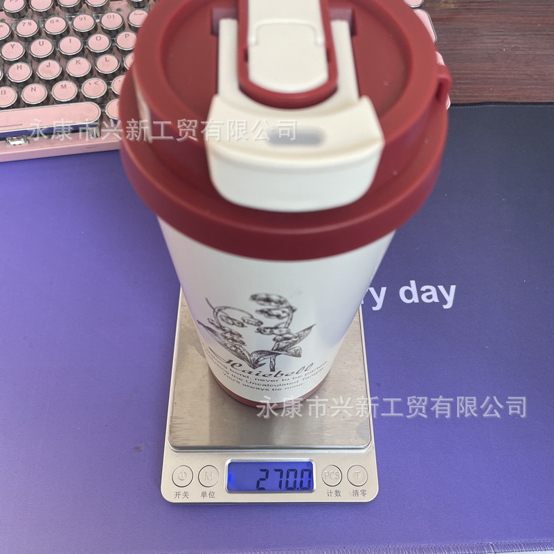クロスボーダーステンレス鋼スズランコーヒーカップダブルドリンクギフトウォーターカップ屋外車のストロー断熱カップカスタム彫刻|undefined