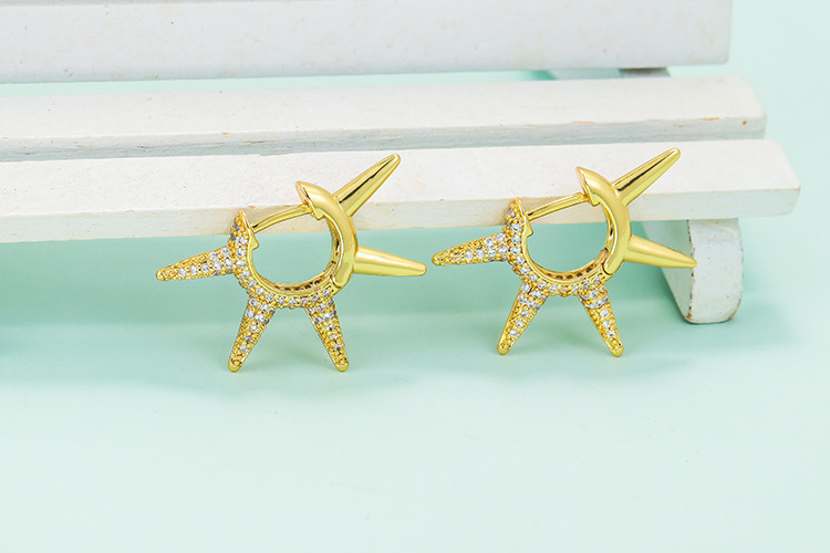 Wholesale Jewelry Diamond Spiked Irregular Shape Copper Earrings Nihaojewelry display picture 5