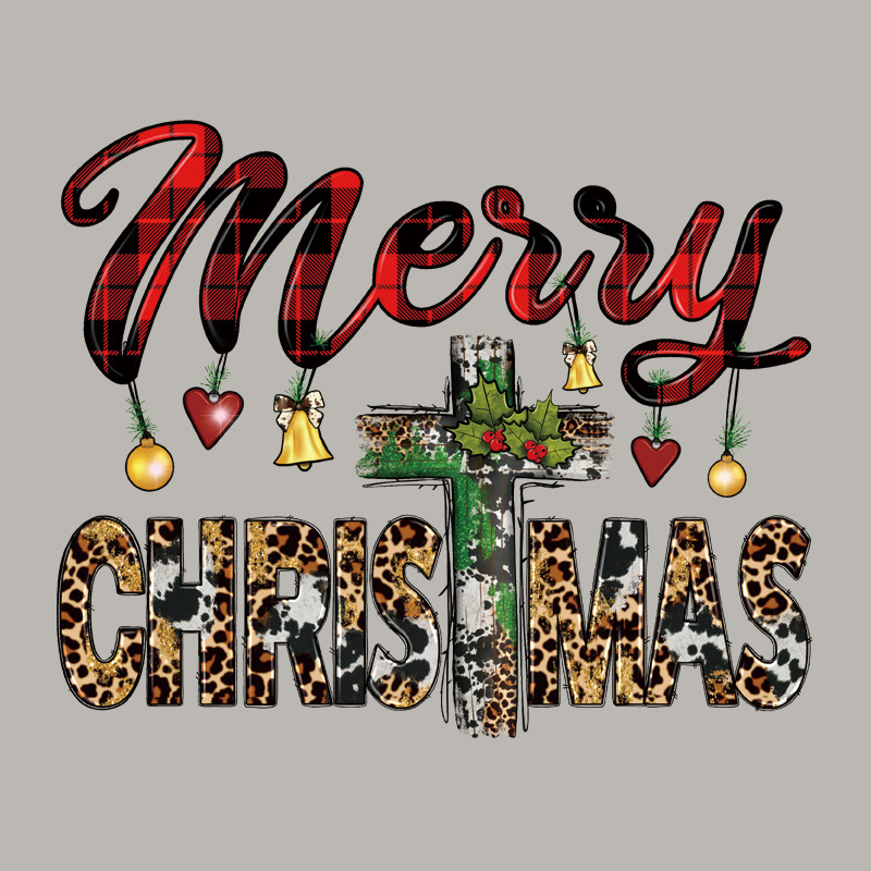 新款MerryChristmas十字架胶印logo亚马逊货源耐水洗高弹柯式烫画