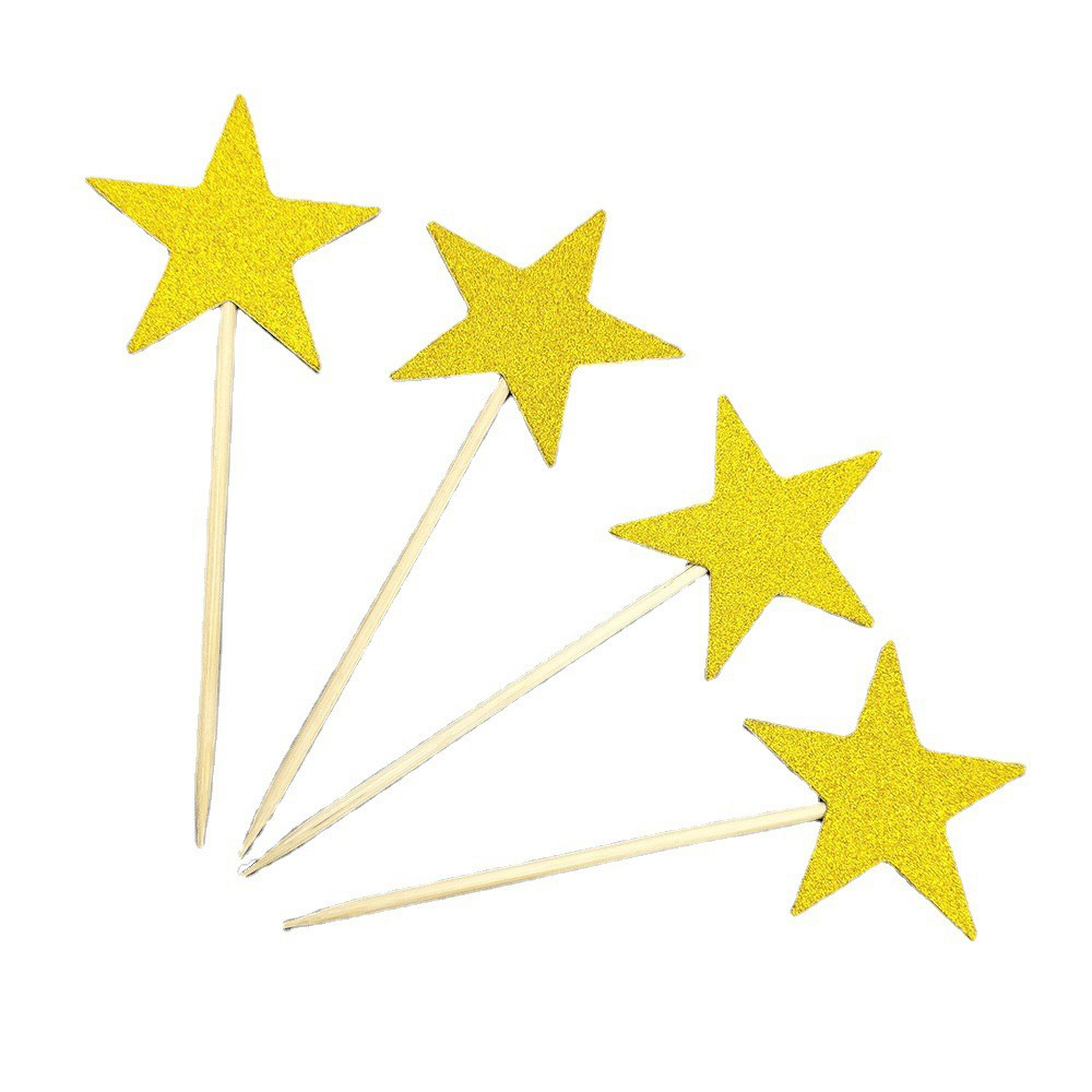 Cinco estrellas de bambú palo de fruta desechable palo de fruta plato decoración palo de fruta enchufe postre pastel fiesta decoración palo fruta tenedor