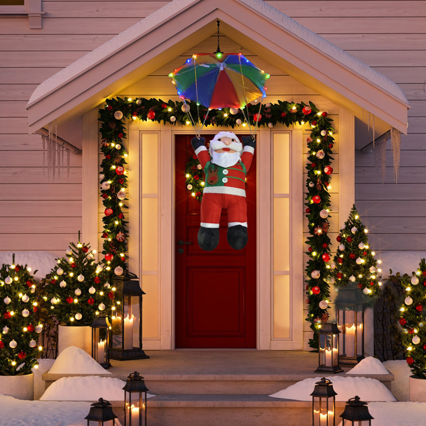 Transfronterizos LED paracaídas decoración paracaídas paracaídas paracaídas luminosas para Santa Claus suministros navideños