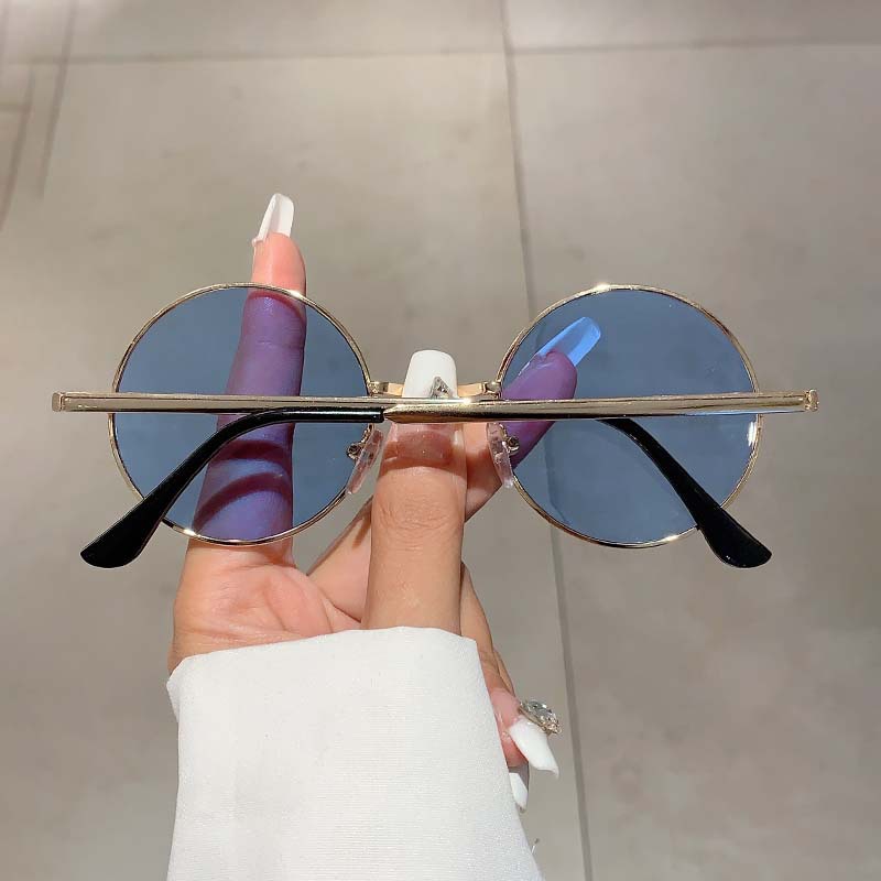 42g Weight Full Frame Glasses Structure Sunglasses Classification PC, UV400 Protection Lens Material Round Frame Glasses Style Travel Occasion Color Block Pattern Women's Gender Business, Simple Style Style Gold Color Business Simple Style Color Block PC UV400 Protection Round Frame Full Frame Women's Sunglasses 5