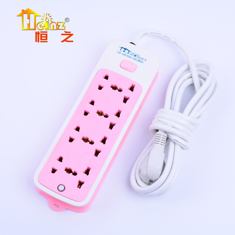 彩色插板带开关带指示灯多孔排插接线板连接器厂家批发