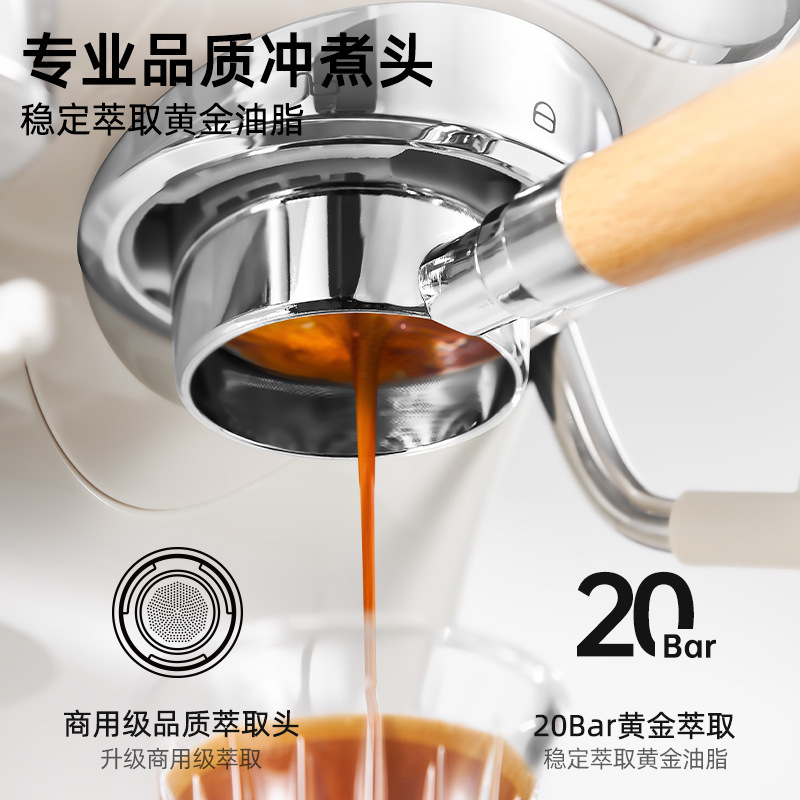 跨境外贸  咖啡机意式浓缩半自动高压蒸汽双锅炉加热研磨一体机|undefined