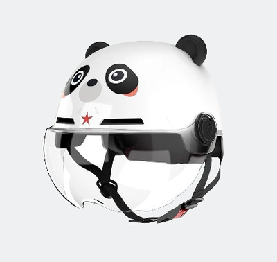 Basic Helmet for Electric Vehicles with 3C Certification, Cute Children's Motorcycle Helmet for Parent-Child Riding, Breathable Half Helmet for Summer (Motosiklet kaskı (dəbilqə)) - red-panda