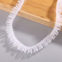 1.5cm白色雪紗褶皺花邊手工diy服裝頭飾沙發套輔料花邊帶批發