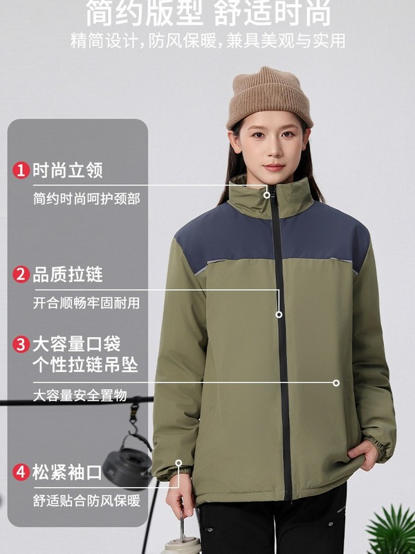 25新款冲锋衣秋冬印logo立领棉服工作服加绒加厚三防外套拼色夹克|undefined