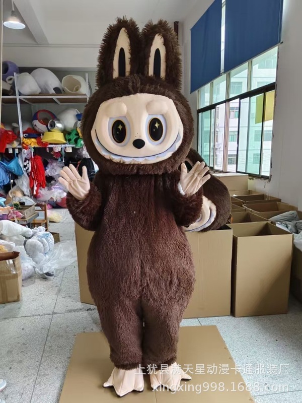 布のウサギの精霊の人形の服装は歩いて漫画のcosの頭のカバーの人形の服の道具のlabubuのぬいぐるみを着ます。|undefined