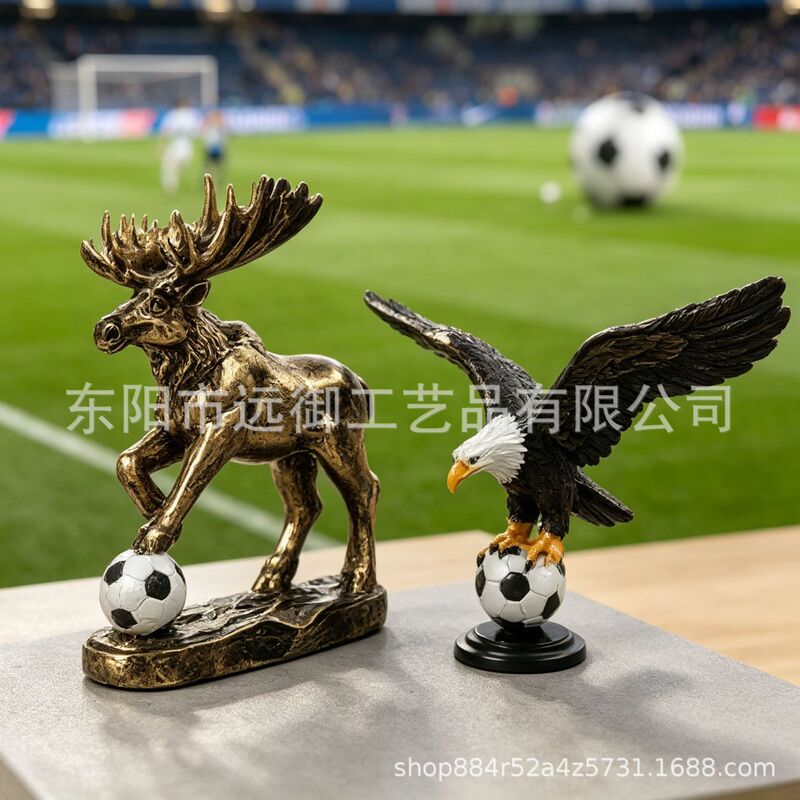 Amazon's Cross-Border Best-Selling World Cup Football Animal Figurines 2026 Usa-Canada-Mexico Themed Eagle and Moose Crafts