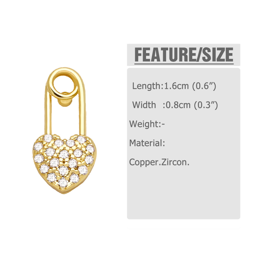 simple zircon heart copper gold-plated earrings