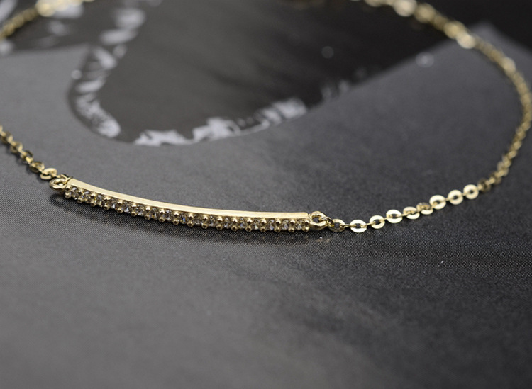 Nuovo bracciale in argento sterling placcato oro con fila di zirconi, design semplice, raffinato e ultra sottile e brillante._voghion.com