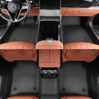 Suitable for Mercedes-Benz Amg Maybach Nappa Leather Solvent-Free Car Floor Mats 360 Car Floor Mats (Modelə uyğun ayaqaltı) - shining-night-black