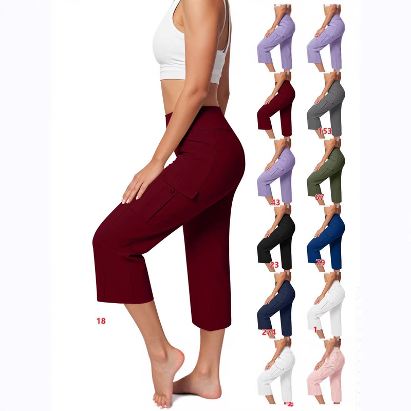 2026 New High-Waisted Slimming Workwear Casual Pants for Women, Solid Color Stretchy Flared Cropped Pants, Fashionable Sports Fitness Pants
