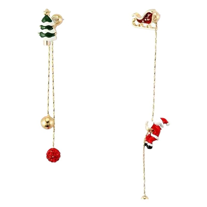 Ползающий Санта-Клаус/асимметричные серьги, длинные элегантные серьги с кисточками, нишевые серьги, дизайнерские серьги, женские