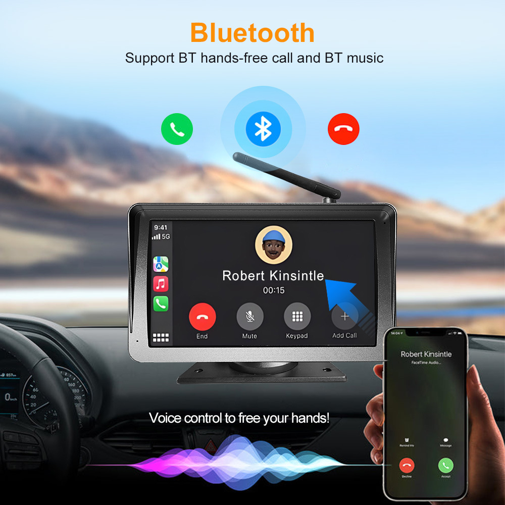 7inch Carplay car display solar-powered reversing camera