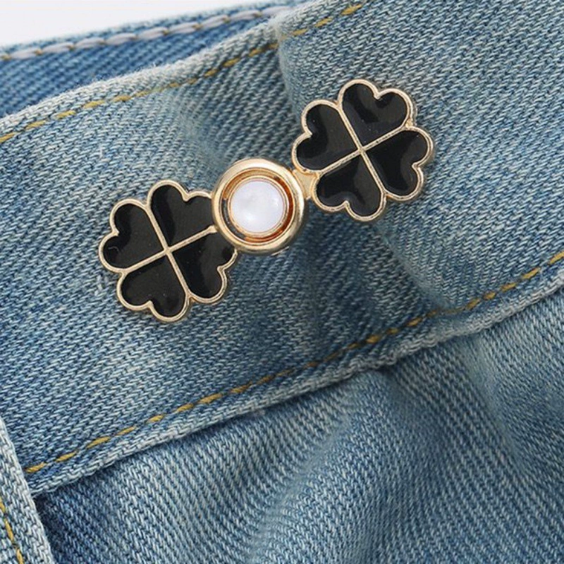 Nail-Free Removable Waist Buckle Pair, Flat-Bottom Seamless Buttons for Pants & Skirts, Assorted Designs